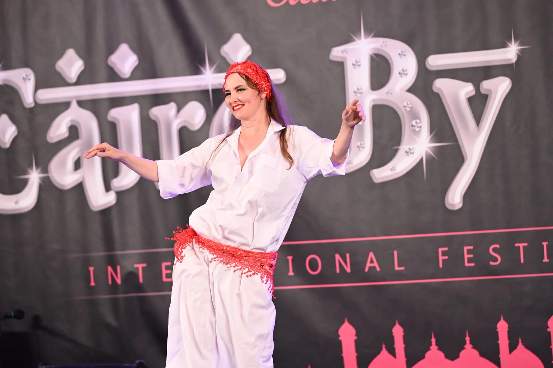 Sanna Myllylä performing at an international festival